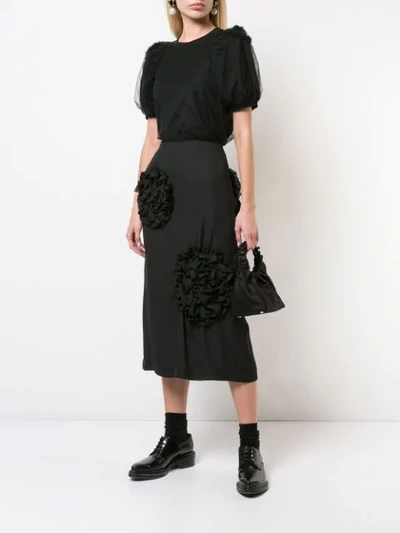 Shop Simone Rocha Ruched Detailed Pencil Skirt In Black