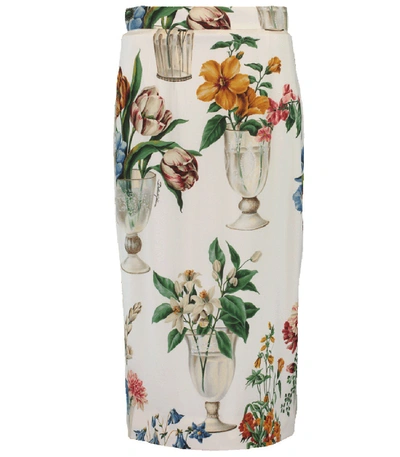 Shop Dolce & Gabbana Flowers And Vases Print Pencil Skirt In Multi