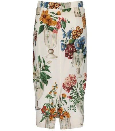 Shop Dolce & Gabbana Flowers And Vases Print Pencil Skirt In Multi