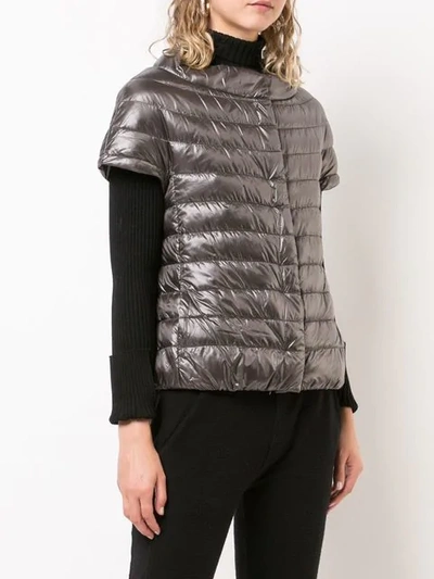 Shop Herno Shortsleeved Quilted Gilet In Grey