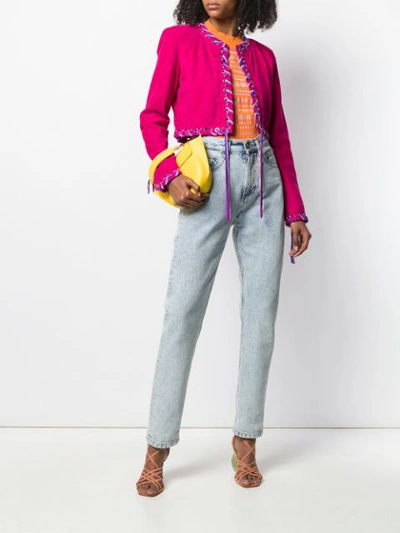 Shop Just Cavalli Woven Hem Fitted Jacket - Pink