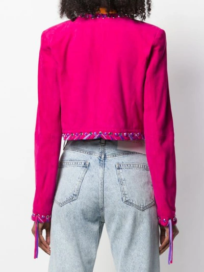 Shop Just Cavalli Woven Hem Fitted Jacket - Pink
