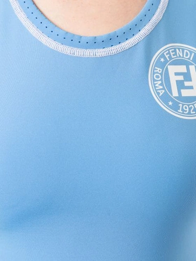 Shop Fendi Logo Print Tank Top - Blue