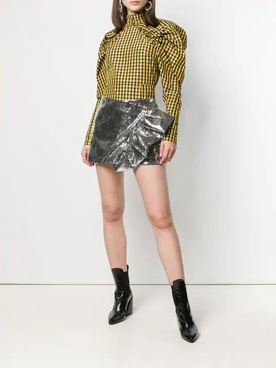 Shop Laneus Sequined Mini Skirt In Silver