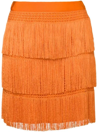 Shop Alberta Ferretti Flapper Fringe Skirt In Orange