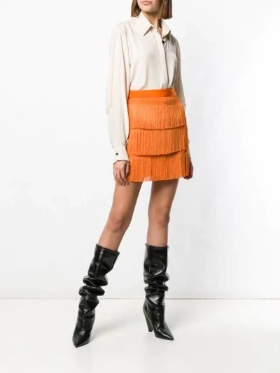 Shop Alberta Ferretti Flapper Fringe Skirt In Orange