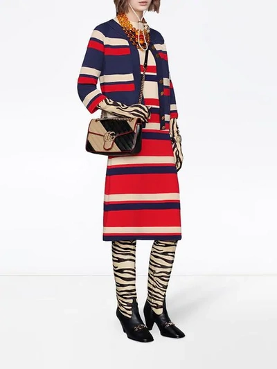 Shop Gucci Striped Wool Skirt In Red