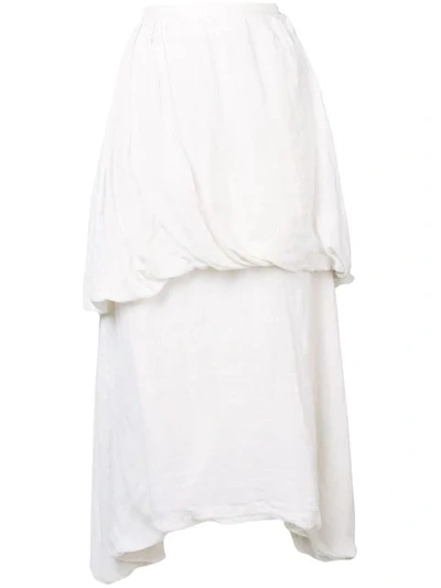 Pre-owned Prada 1990's Draped Layered Skirt In White