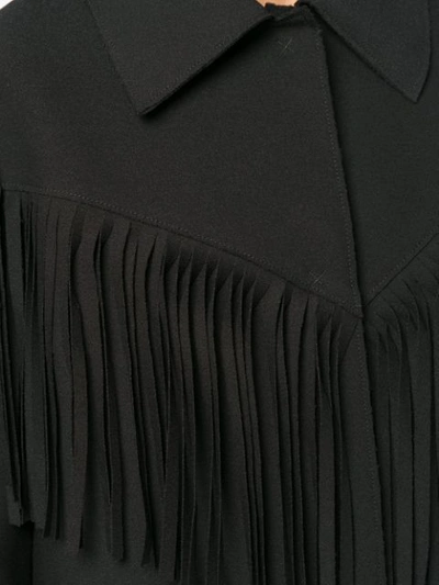 Shop Msgm Fringe Coat In Black