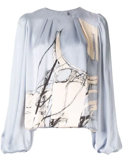 Shop Aje Thurlow Printed Blouse In Blue