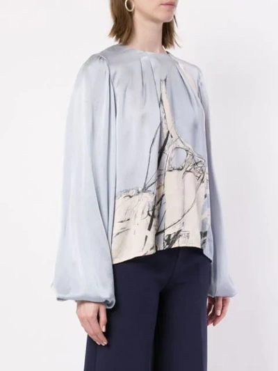 Shop Aje Thurlow Printed Blouse In Blue