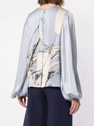 Shop Aje Thurlow Printed Blouse In Blue