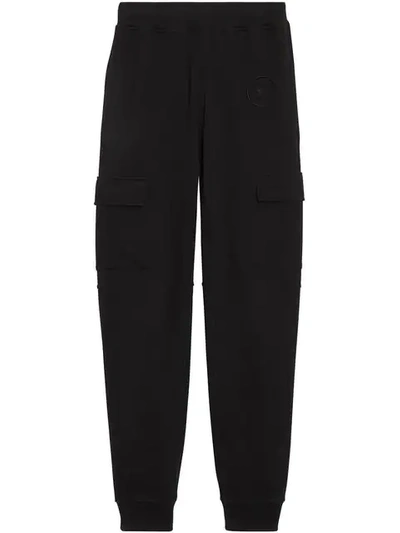 Shop Burberry Pocket Detail Cotton Jersey Trackpants In Black