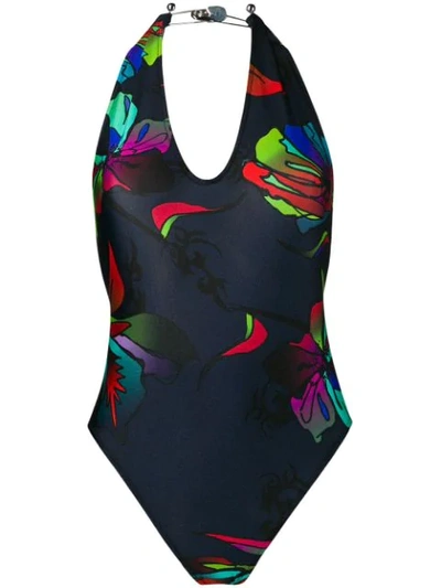 Shop Barbara Bologna Printed Stretch-jersey Swimsuit In Blue