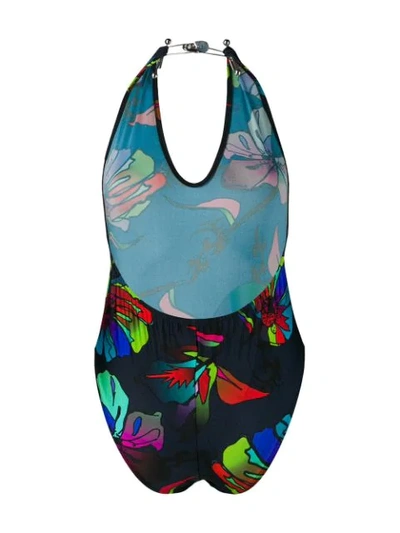 Shop Barbara Bologna Printed Stretch-jersey Swimsuit In Blue