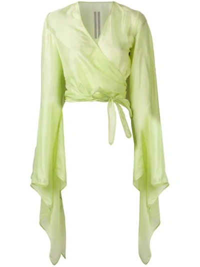 Shop Rick Owens Bat Sleeve Blouse In Green