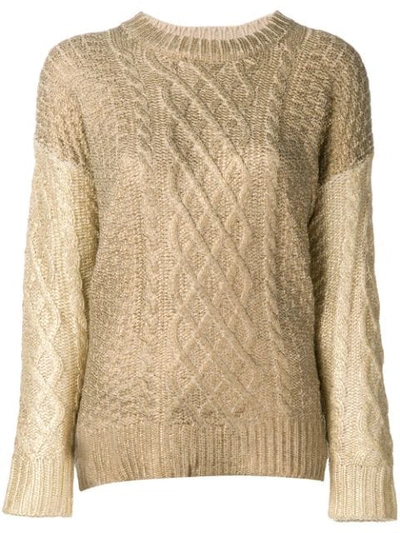 Shop Twinset Twin-set Multi-knit Sweater - Gold