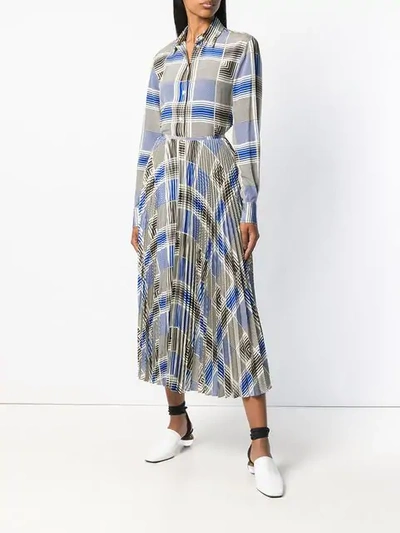 Shop Joseph Checked Pleated Skirt In Neutrals