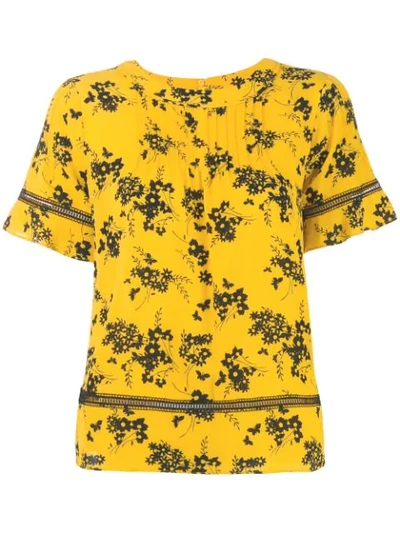 Shop Michael Michael Kors Floral Printed Blouse In Yellow