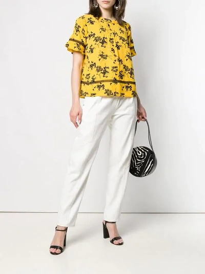 Shop Michael Michael Kors Floral Printed Blouse In Yellow