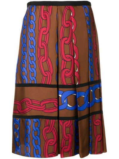 Shop Marni Chain Print Skirt In Brown