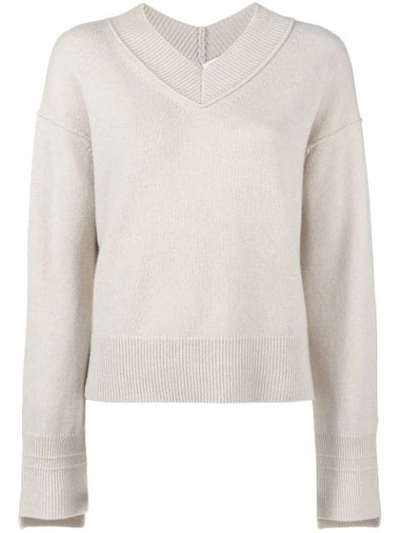 Shop Helmut Lang V-neck Sweater - Neutrals