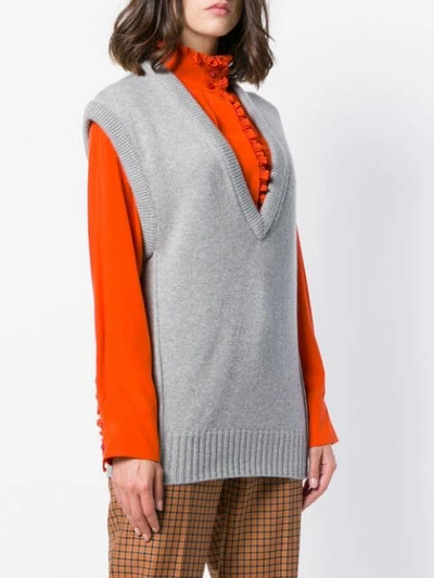 Shop Chloé Longline Sweater Vest In Grey