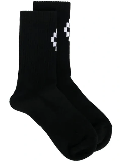 Shop Marcelo Burlon County Of Milan Logo Cross Socks - Black