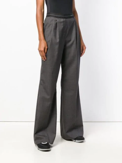 Shop Prada Prince Of Wales Flared Trousers In Grey