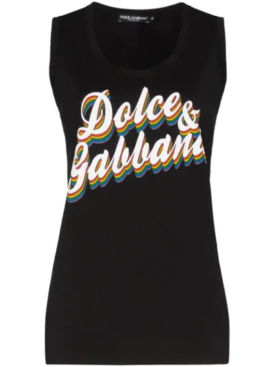 Shop Dolce & Gabbana Logo Print Vest Top In Black