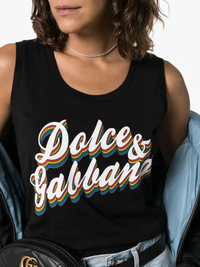Shop Dolce & Gabbana Logo Print Vest Top In Black