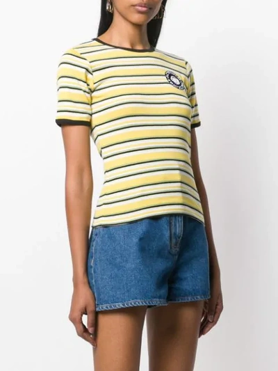 Shop Alexa Chung Logo Patch Striped T-shirt - Yellow