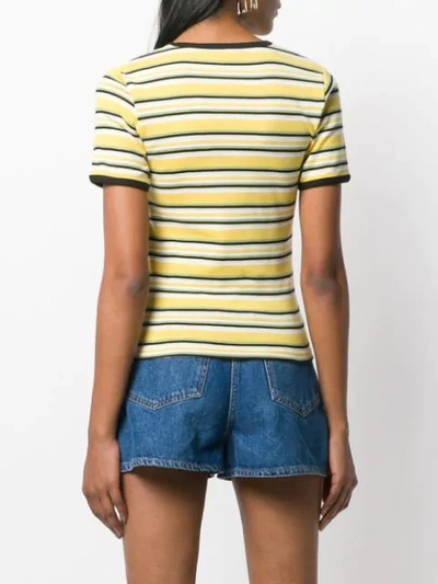 Shop Alexa Chung Logo Patch Striped T-shirt - Yellow