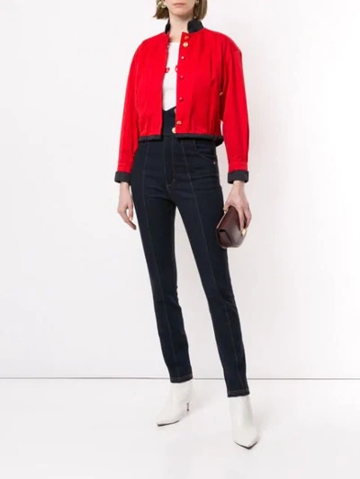 Pre-owned Chanel Long Sleeve Cotton Jacket In Red