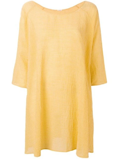 Shop Apuntob Textured Gingham Dress In Yellow