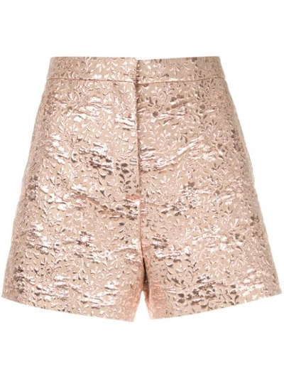 Shop Rochas Metallic Jacquard Shorts In Pink