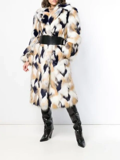 Shop Givenchy Faux Fur Oversized Coat In White