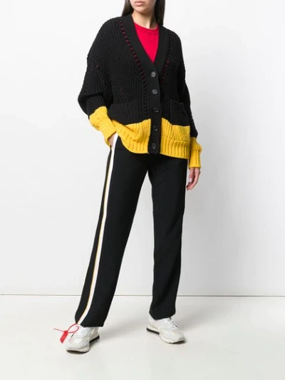 Shop N°21 Two Tone Knitted Cardigan In Black