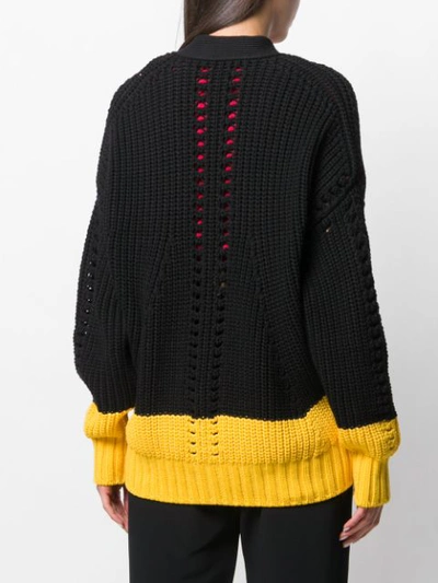 Shop N°21 Two Tone Knitted Cardigan In Black