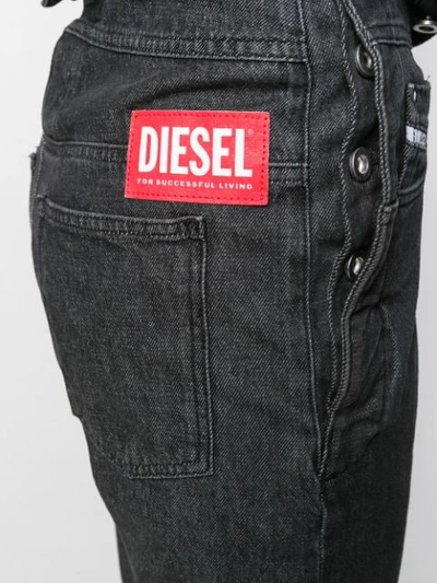 Shop Diesel Red Tag Foldover Waist Jeans In Black