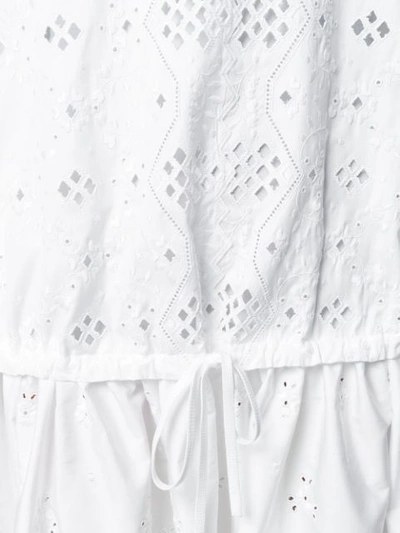 Shop Alberta Ferretti Embroidered Ruffle Detail Dress - White