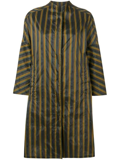 Shop Aspesi Oversized Striped Raincoat - Green