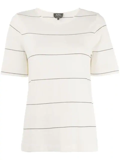 Shop Apc Striped T-shirt In Neutrals