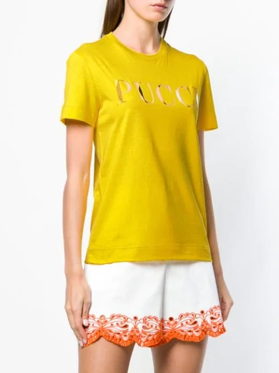 Shop Emilio Pucci Guanabana Print Logo T-shirt In Yellow