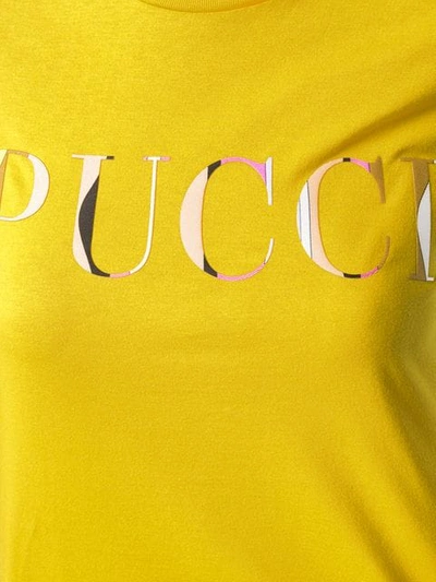 Shop Emilio Pucci Guanabana Print Logo T-shirt In Yellow