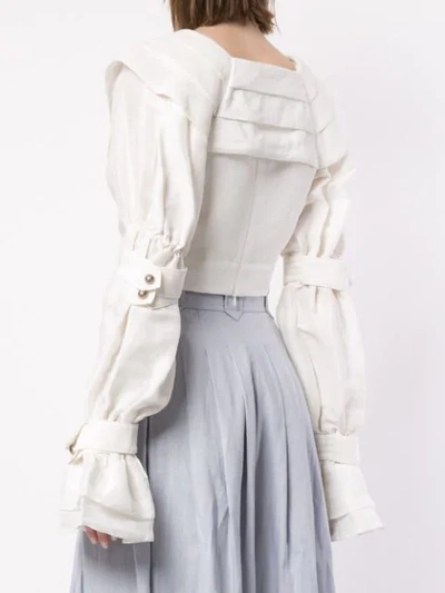 Shop Aje Whelan Pleated Cropped Blouse In White