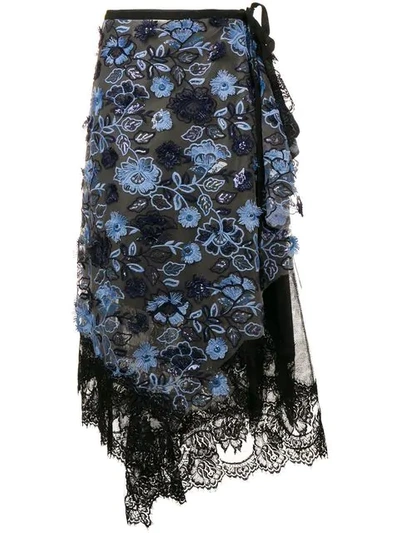 Shop Antonio Marras Embroidered Midi Skirt In Black