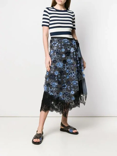 Shop Antonio Marras Embroidered Midi Skirt In Black