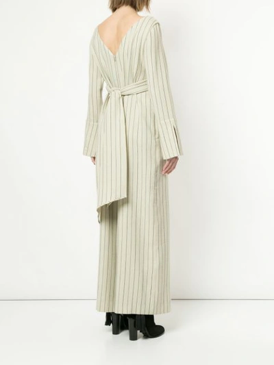Shop Muller Of Yoshiokubo Cache Coeur Striped Jumpsuit In White