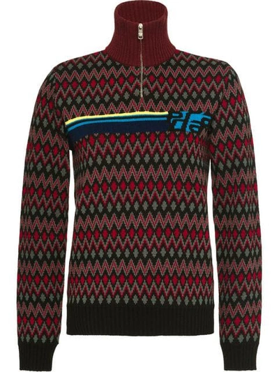 Shop Prada Cashmere Geometric Sweater - Black